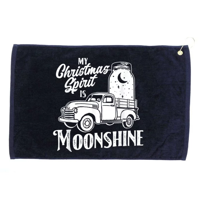 My Christmas Spirit Is Moonshine Vintage Truck & Liquor Jar Grommeted Golf Towel