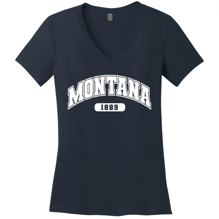 Montana Collegiate Style 1889 Women's V-Neck T-Shirt