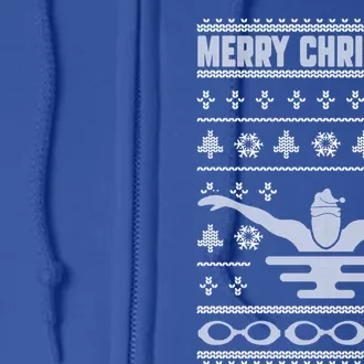 Merry Christmas Swimmer Ugly Xmas Swimming Lover Swim Fan Gift Full Zip Hoodie