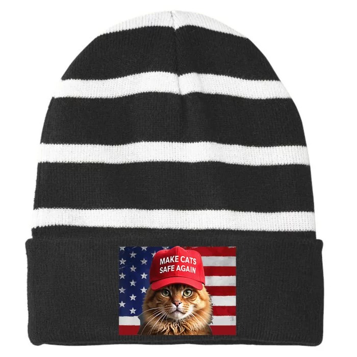 Make Cats Safe Again Gift Striped Beanie with Solid Band