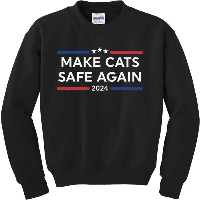 Make Cats Safe Again Funny 2024 Presidential Election Kids Sweatshirt