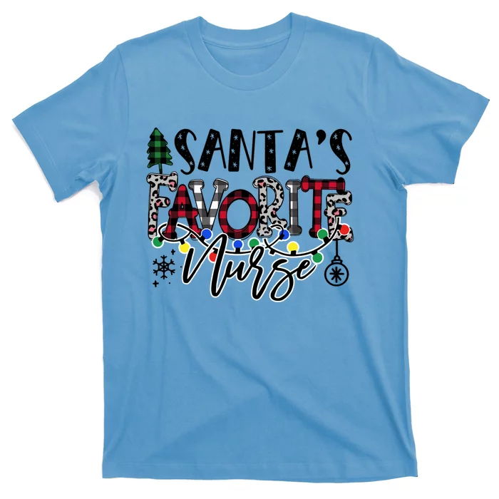 Merry Christmas SantaS Favorite Nurse Xmas Gift T-Shirt