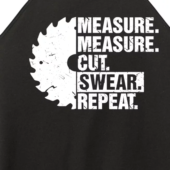 Measure Cut Swear Repeat Idea Handy Man Dad Diy Women’s Perfect Tri Rocker Tank