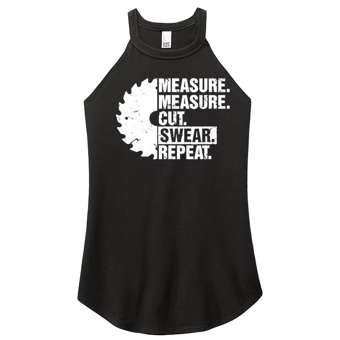 Measure Cut Swear Repeat Idea Handy Man Dad Diy Women’s Perfect Tri Rocker Tank