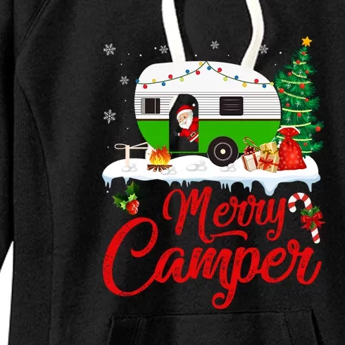 Merry Camper Santa Camping Funny RV Camper Christmas Gift Women's Fleece Hoodie