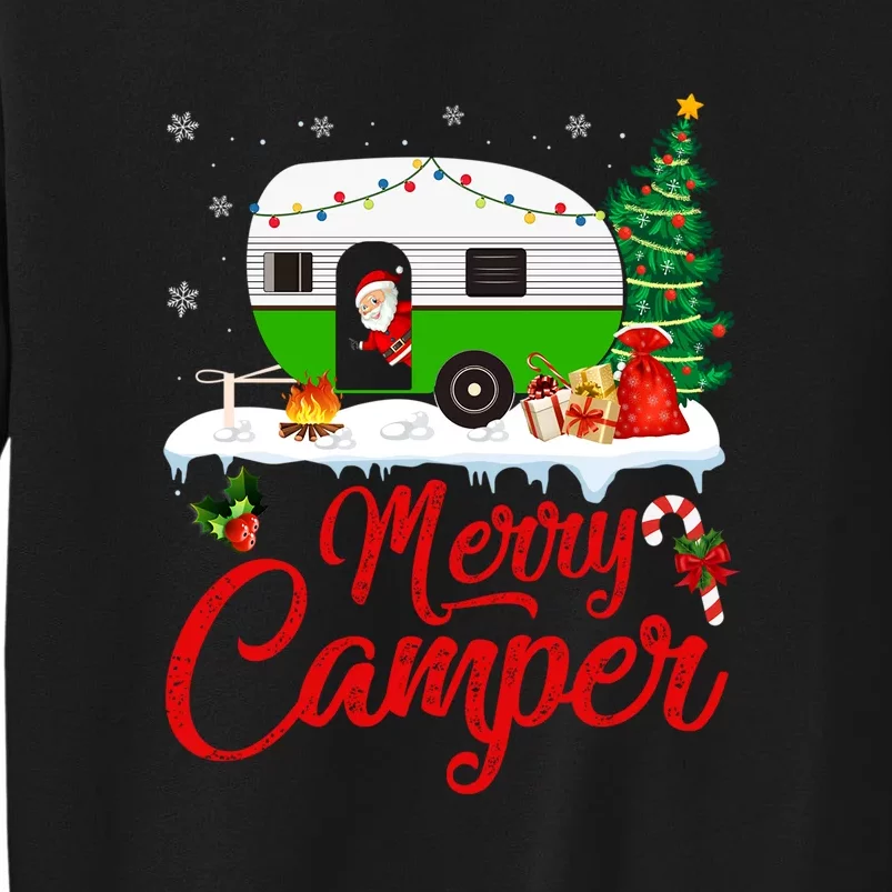 Merry Camper Santa Camping Funny RV Camper Christmas Gift Tall Sweatshirt