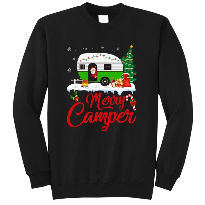 Merry Camper Santa Camping Funny RV Camper Christmas Gift Tall Sweatshirt