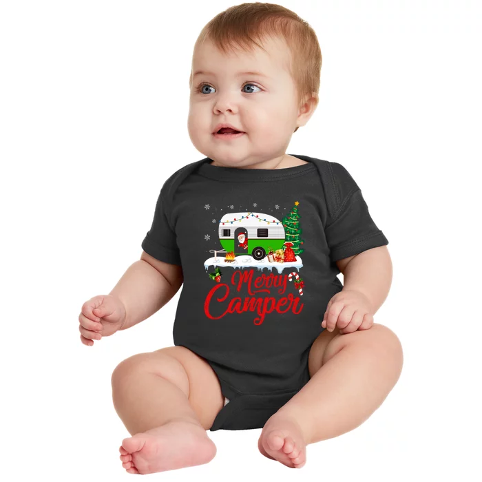 Merry Camper Santa Camping Funny RV Camper Christmas Gift Baby Bodysuit