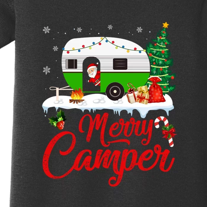 Merry Camper Santa Camping Funny RV Camper Christmas Gift Baby Bodysuit