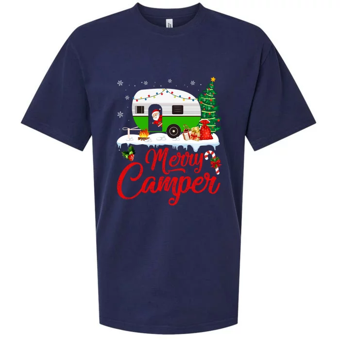 Merry Camper Santa Camping Funny RV Camper Christmas Gift Sueded Cloud Jersey T-Shirt