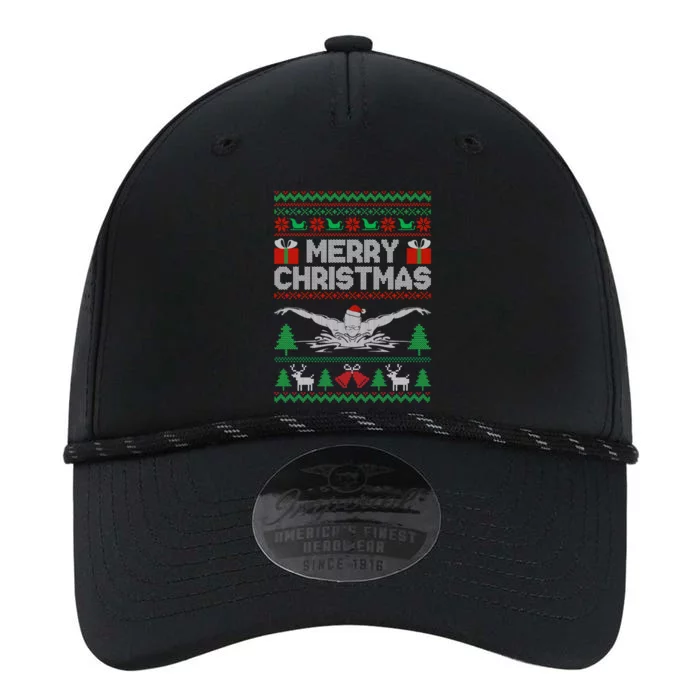 Merry Christmas Swimmer Ugly Xmas Swimming Lover Swim Fan Gift Performance The Dyno Cap