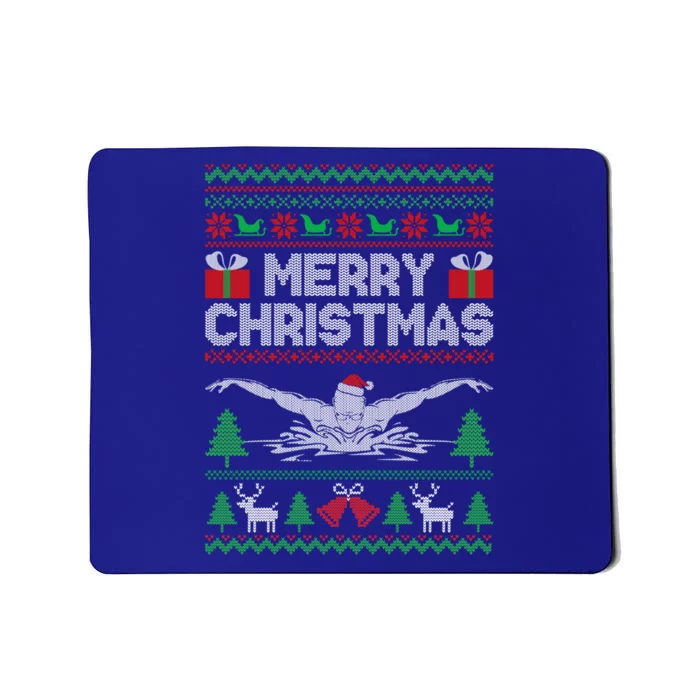 Merry Christmas Swimmer Ugly Xmas Swimming Lover Swim Fan Gift Mousepad