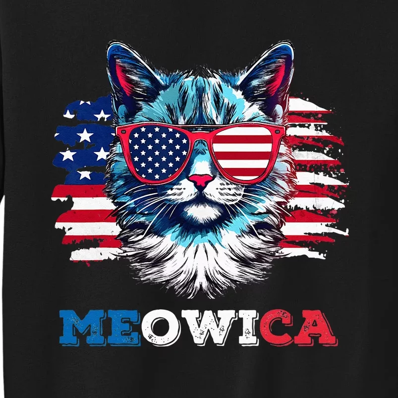 Meowica Cat Sunglasses American Flag USA Cat 4th of July Sweatshirt