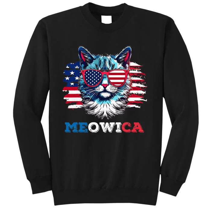 Meowica Cat Sunglasses American Flag USA Cat 4th of July Sweatshirt