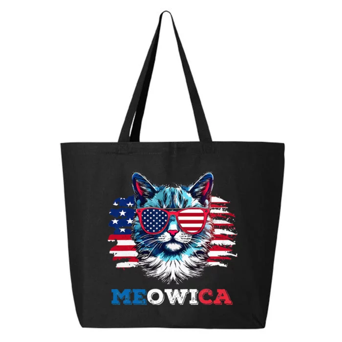 Meowica Cat Sunglasses American Flag USA Cat 4th of July 25L Jumbo Tote