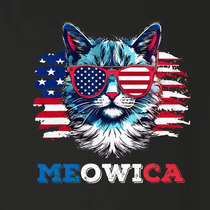 Meowica Cat Sunglasses American Flag USA Cat 4th of July Toddler Long Sleeve Shirt