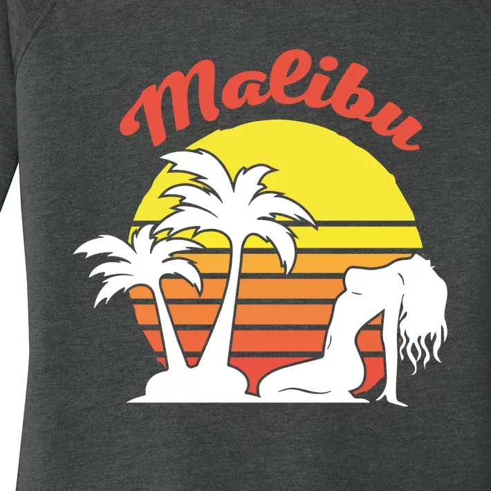 Malibu California Summer Vacation Beach Theme Women's Perfect Tri Tunic Long Sleeve Shirt