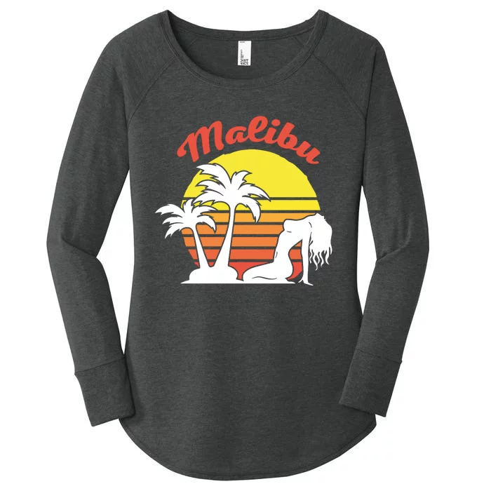 Malibu California Summer Vacation Beach Theme Women's Perfect Tri Tunic Long Sleeve Shirt