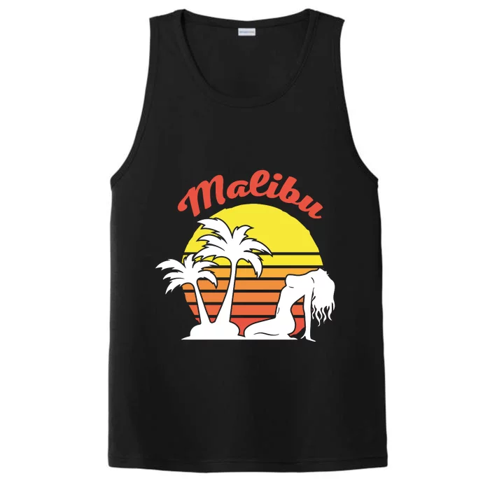 Malibu California Summer Vacation Beach Theme Performance Tank