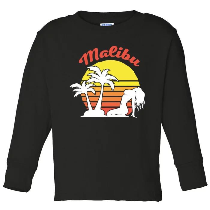 Malibu California Summer Vacation Beach Theme Toddler Long Sleeve Shirt