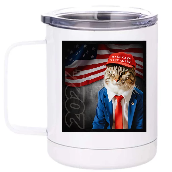 Make Cats Safe Again Usa 2024 Front & Back 12oz Stainless Steel Tumbler Cup