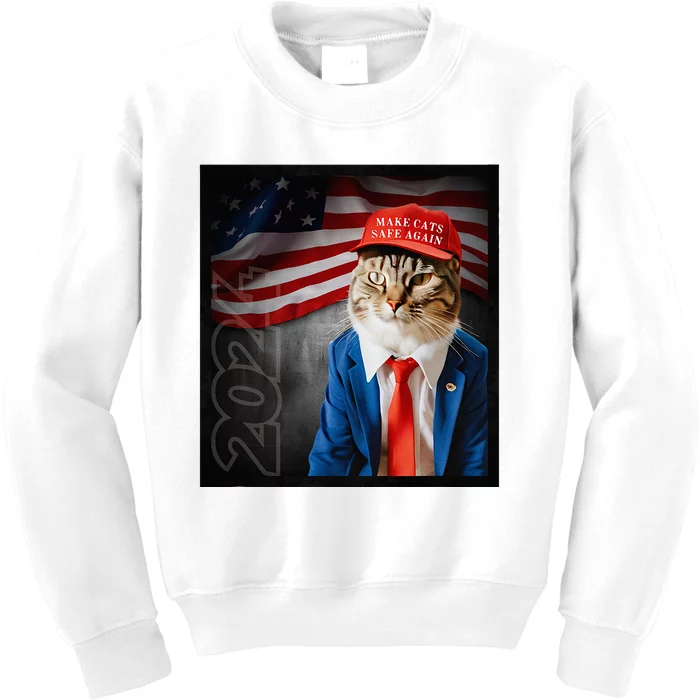 Make Cats Safe Again Usa 2024 Kids Sweatshirt