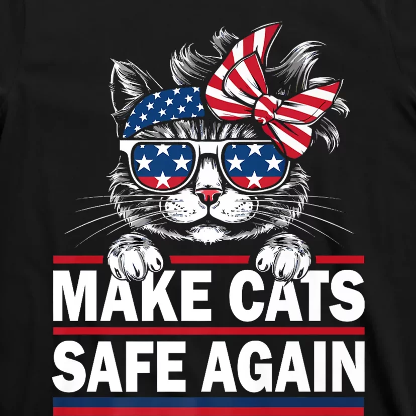 Make Cats Safe Again Funny Cat Lover Usa Flag T-Shirt