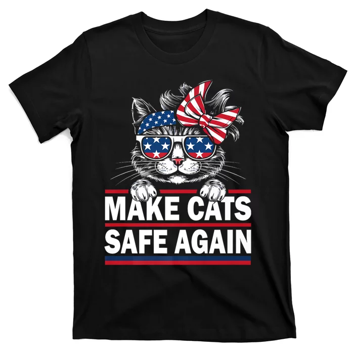 Make Cats Safe Again Funny Cat Lover Usa Flag T-Shirt