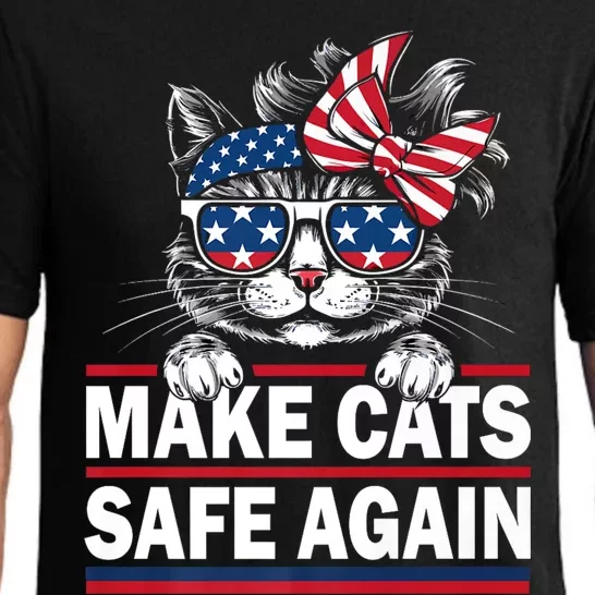 Make Cats Safe Again Funny Cat Lover Usa Flag Pajama Set