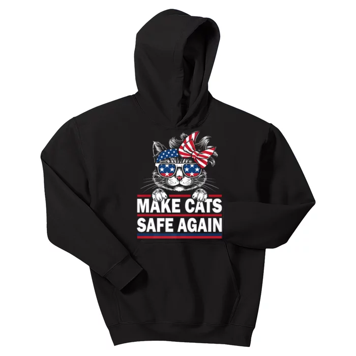 Make Cats Safe Again Funny Cat Lover Usa Flag Kids Hoodie