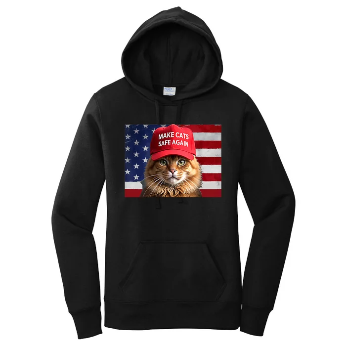 Make Cats Safe Again America Flag Women's Pullover Hoodie