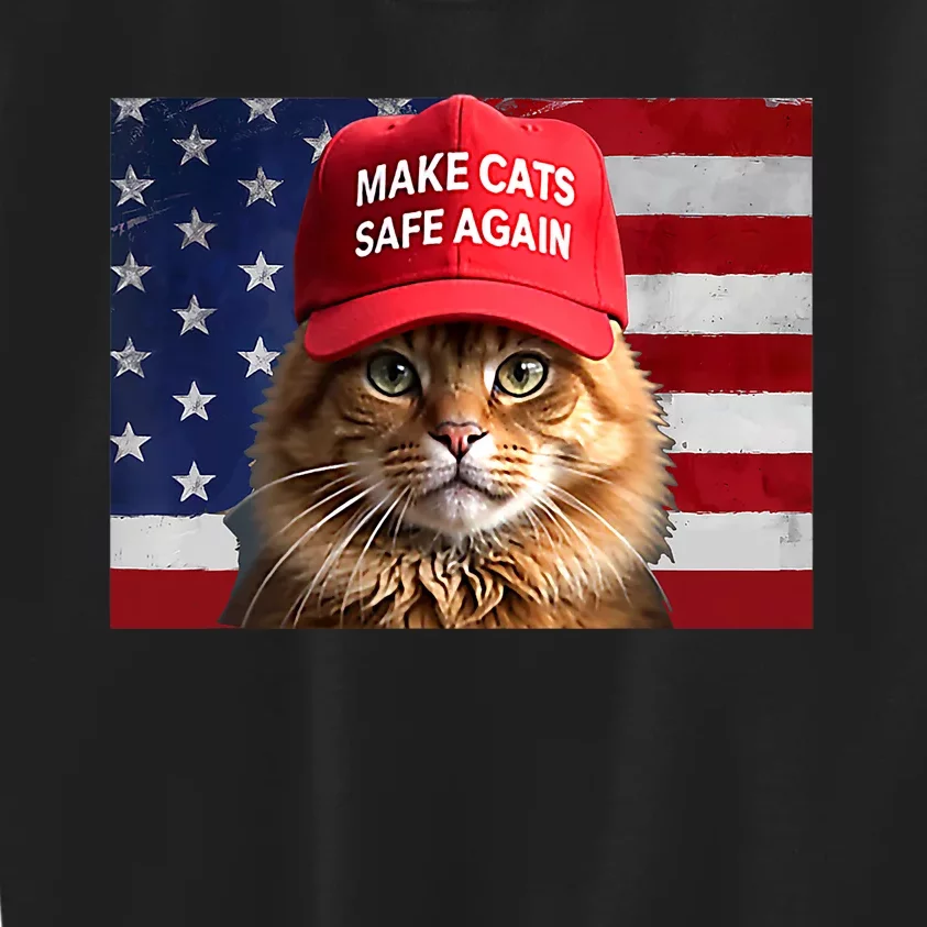 Make Cats Safe Again America Flag Kids Sweatshirt