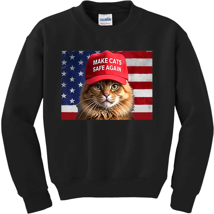 Make Cats Safe Again America Flag Kids Sweatshirt