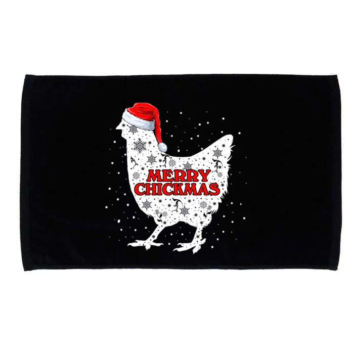 Merry Chickmas Santa Claus Chicken Snow Farmer Xmas Holiday Funny Gift Microfiber Hand Towel