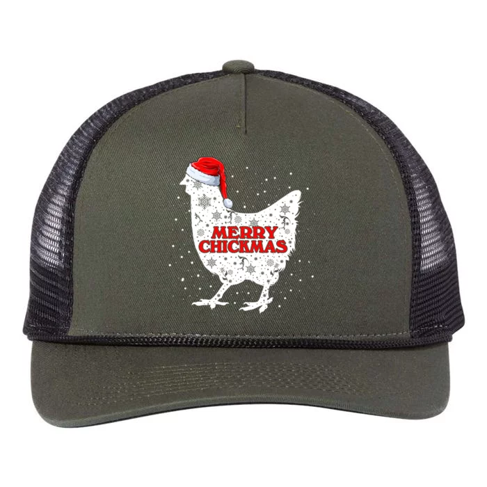 Merry Chickmas Santa Claus Chicken Snow Farmer Xmas Holiday Funny Gift Retro Rope Trucker Hat Cap