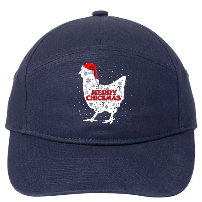 Merry Chickmas Santa Claus Chicken Snow Farmer Xmas Holiday Funny Gift 7-Panel Snapback Hat