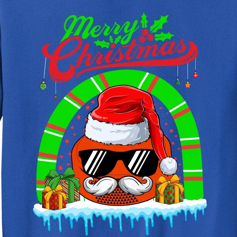 Merry Christmas Santa Ice Hockey Ball Mustache Sunglasses Great Gift Tall Sweatshirt