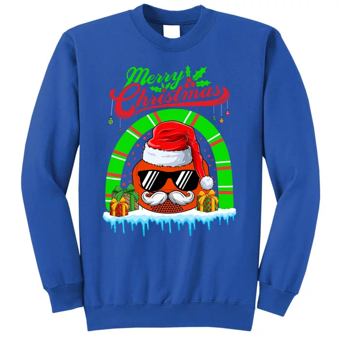 Merry Christmas Santa Ice Hockey Ball Mustache Sunglasses Great Gift Tall Sweatshirt