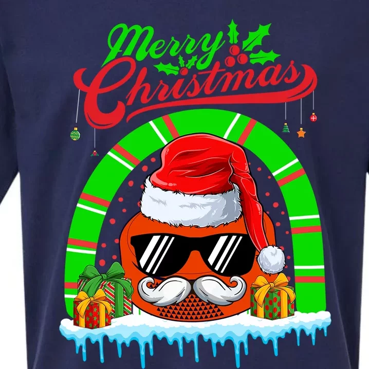 Merry Christmas Santa Ice Hockey Ball Mustache Sunglasses Great Gift Sueded Cloud Jersey T-Shirt