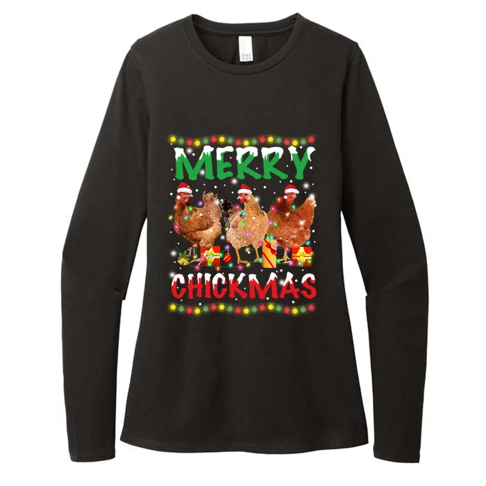 Merry Chickmas Santa Hat Chicken Lovers Merry Christmas Cool Gift Womens CVC Long Sleeve Shirt