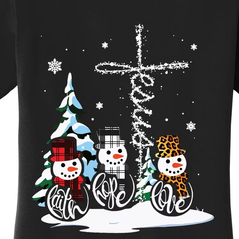 Merry Christmas Snowmen Faith Hope Love Christmas Women's T-Shirt