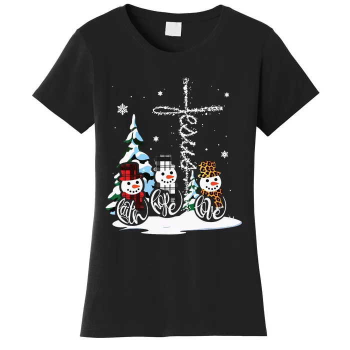 Merry Christmas Snowmen Faith Hope Love Christmas Women's T-Shirt