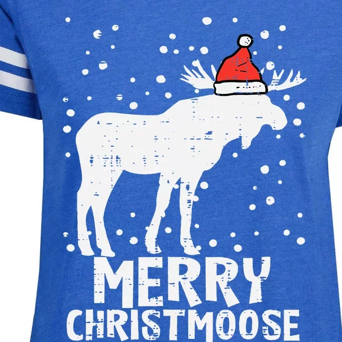 Merry Christmoose Santa Funny Christmas Moose Enza Ladies Jersey Football T-Shirt