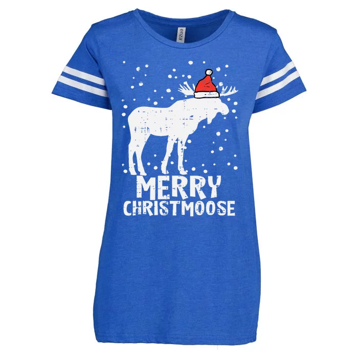 Merry Christmoose Santa Funny Christmas Moose Enza Ladies Jersey Football T-Shirt