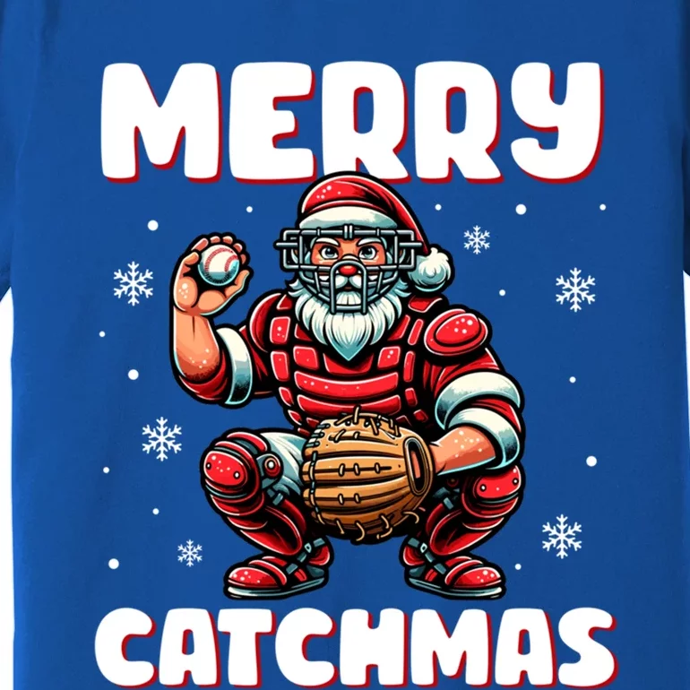 Merry Catchmas Santa Claus Baseball Catcher Xmas Christmas Gift Premium T-Shirt