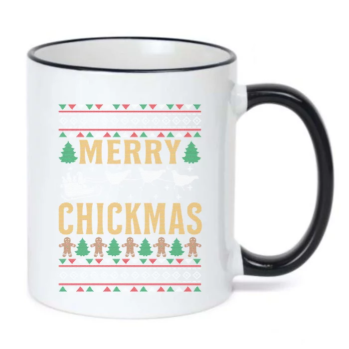 Merry Chickmas Santa Sleigh Chicken Funny Christmas Gift Funny Gift Black Color Changing Mug