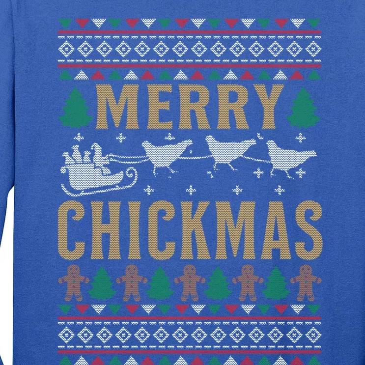 Merry Chickmas Santa Sleigh Chicken Funny Christmas Gift Funny Gift Long Sleeve Shirt