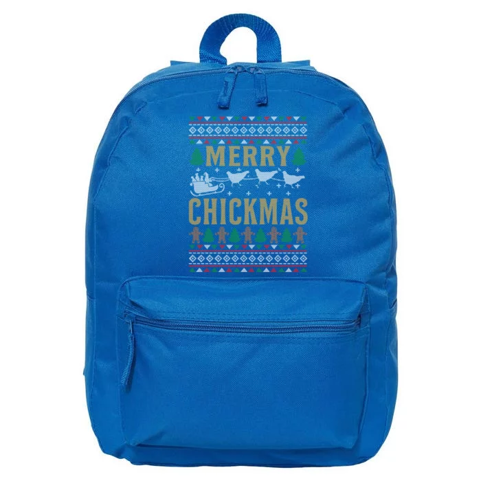 Merry Chickmas Santa Sleigh Chicken Funny Christmas Gift Funny Gift 16 in Basic Backpack