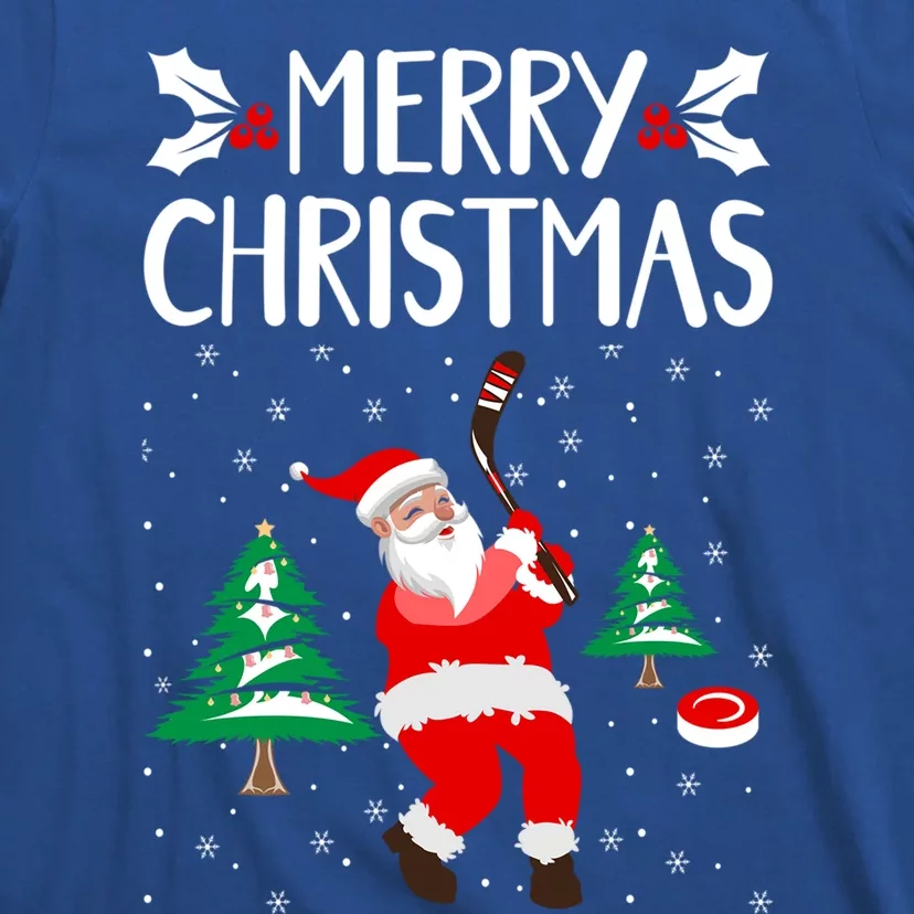 Merry Christmas Santa Ice Hockey Player Funny Hockey Game Gift T-Shirt