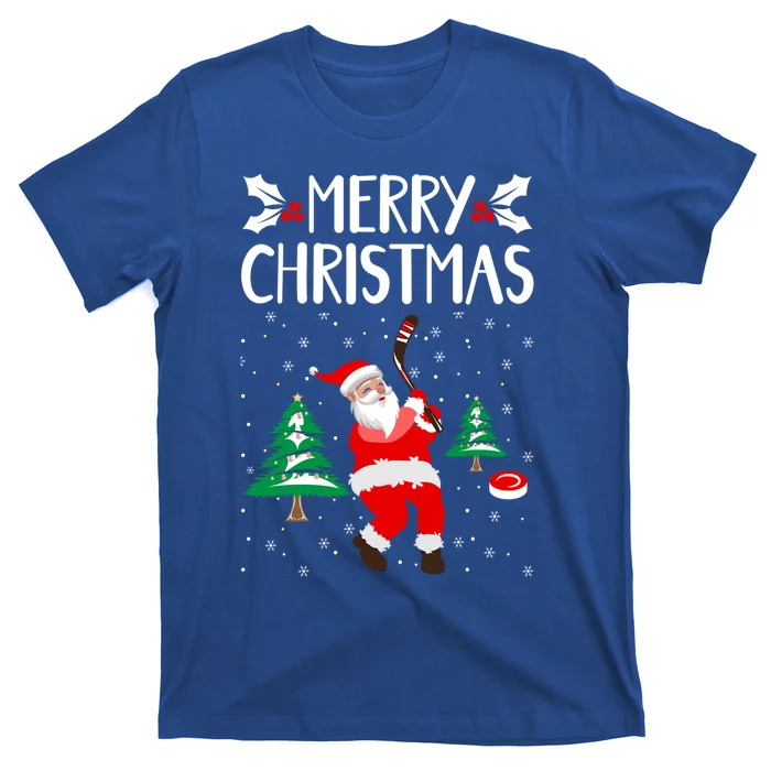 Merry Christmas Santa Ice Hockey Player Funny Hockey Game Gift T-Shirt